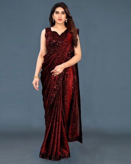 Floral Print Saree with Lace Border