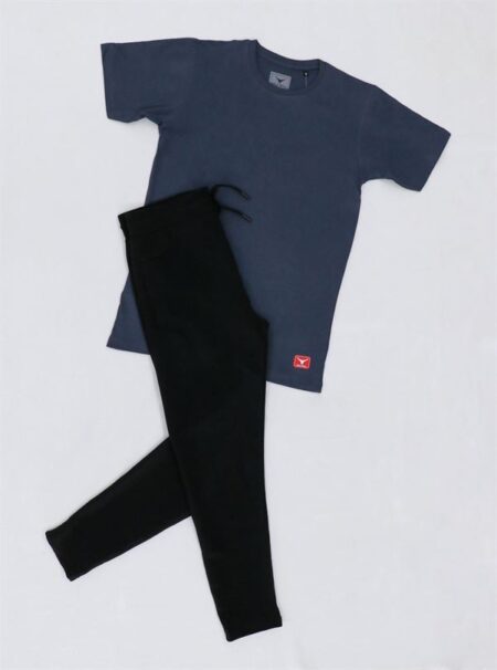Grey Half Sleeve Plain T-shirt and Black Track Pant Combo