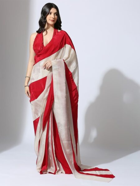 Ready-to-Wear Colourblocked Tissue Saree
