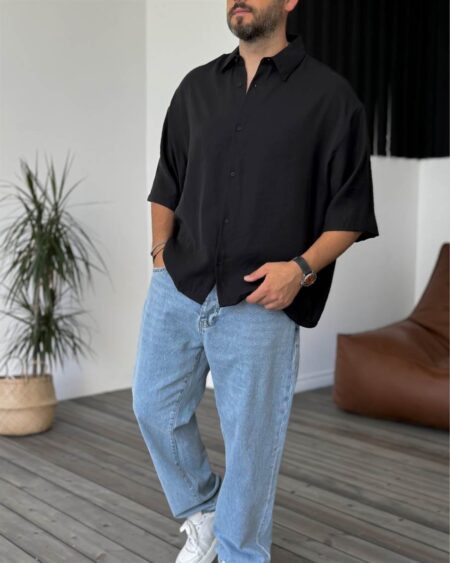 Casual Elegance Black Button-Up Shirt